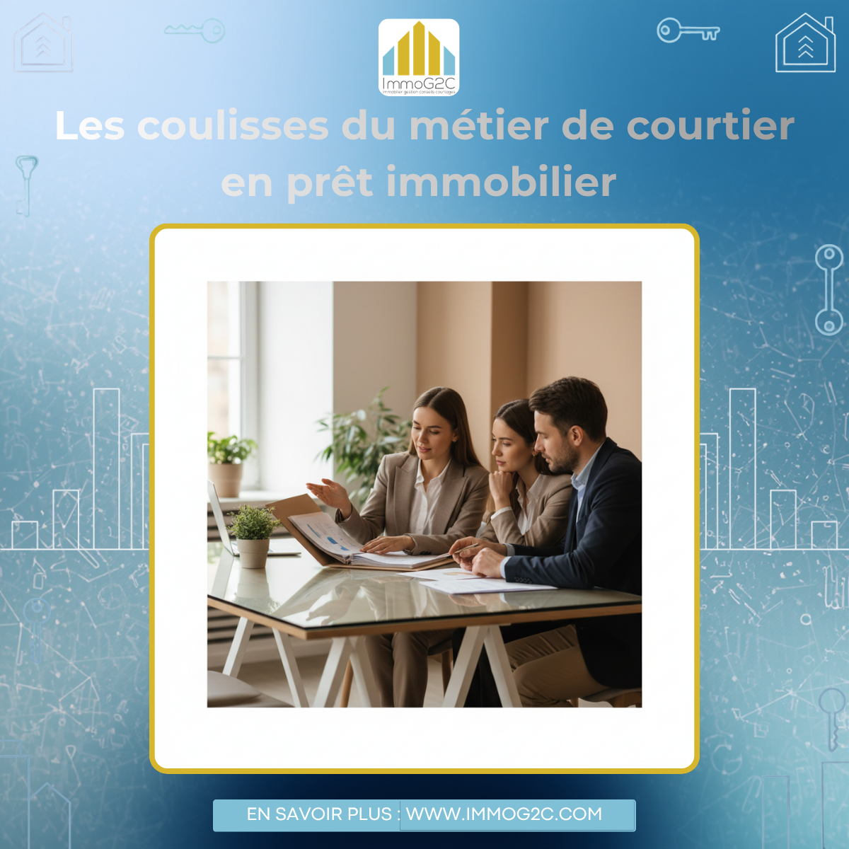 Courtier en prêt immobilier : découvrez les coulisses du métier. Analyse, négociation, stratégie… Immog2c vous accompagne pour obtenir le meilleur financement. Courtier en prêt immobilier : découvrez les coulisses du métier. Analyse, négociation, stratégie… Immog2c vous accompagne pour obtenir le meilleur financement.